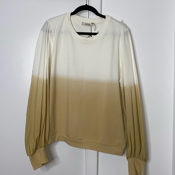 DOROTHEE SCHMACHER OMBRE COLOR BLOCK PUFF SLEEVE TOP, size 5 (XL) - Picture 2 of 10